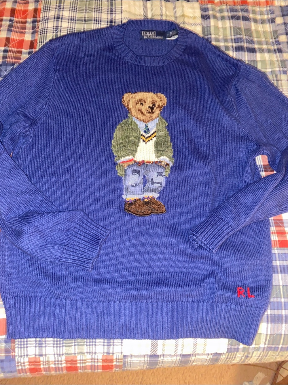 Ralph Lauren Crewneck Sweater with Polo Bear - Blue